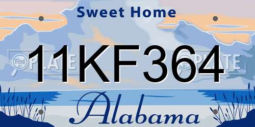 11KF364 Alabama License Plate