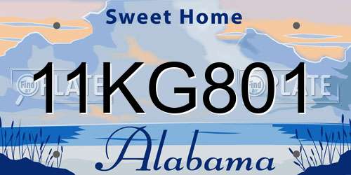 11KG801 Alabama License Plate