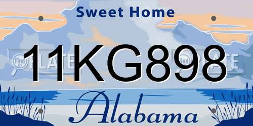 11KG898 Alabama License Plate