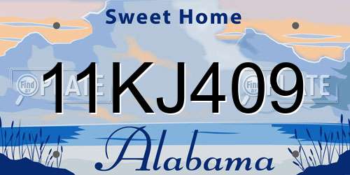 11KJ409 Alabama License Plate