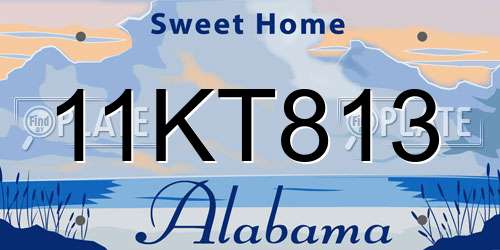 11KT813 Alabama License Plate