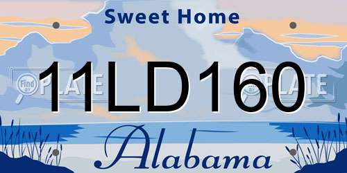 11LD160 Alabama License Plate