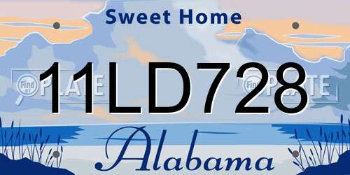 11LD728 Alabama License Plate