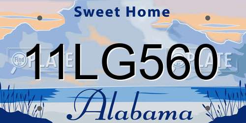 11LG560 Alabama License Plate