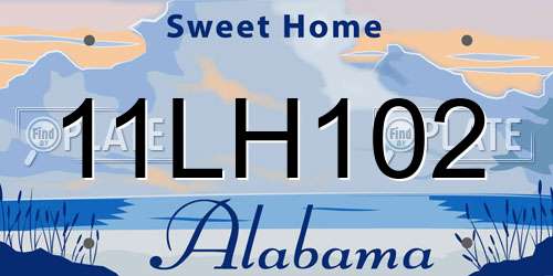 11LH102 Alabama License Plate