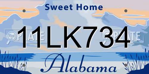 11LK734 Alabama License Plate