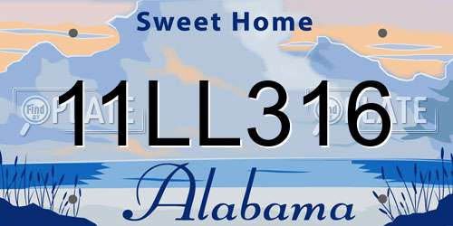 11LL316 Alabama License Plate