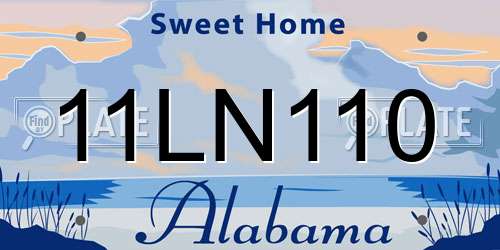 11LN110 Alabama License Plate