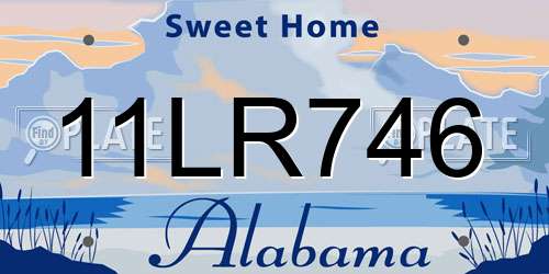 11LR746 Alabama License Plate