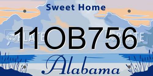11OB756 Alabama License Plate
