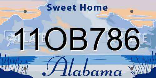 11OB786 Alabama License Plate