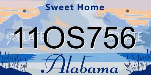 11OS756 Alabama License Plate