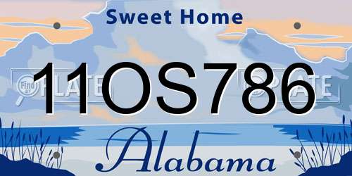 11OS786 Alabama License Plate