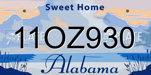 11OZ930 Alabama License Plate