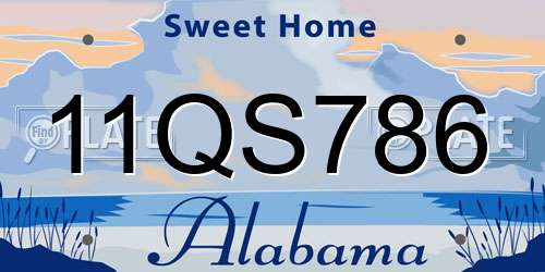 11QS786 Alabama License Plate