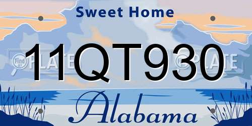 11QT930 Alabama License Plate