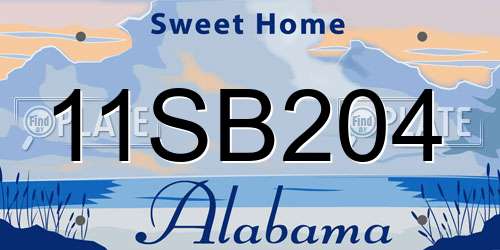 11SB204 Alabama License Plate