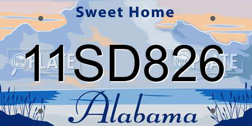 11SD826 Alabama License Plate