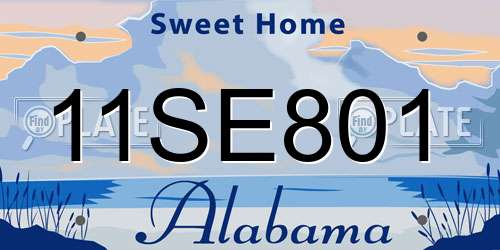 11SE801 Alabama License Plate