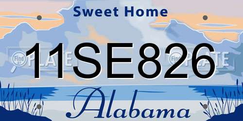 11SE826 Alabama License Plate