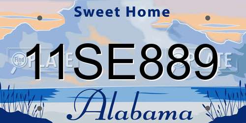 11SE889 Alabama License Plate