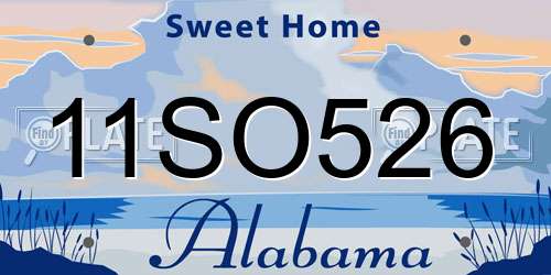 11SO526 Alabama License Plate