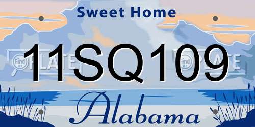 11SQ109 Alabama License Plate