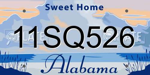 11SQ526 Alabama License Plate