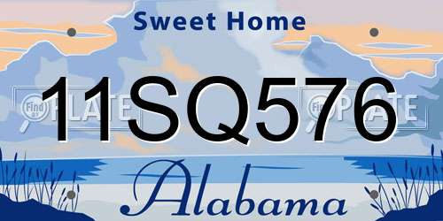 11SQ576 Alabama License Plate