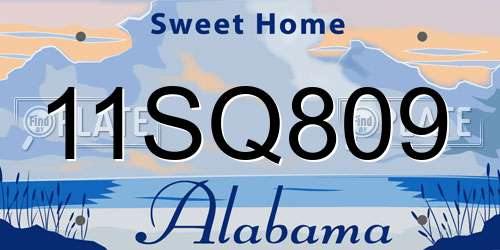 11SQ809 Alabama License Plate