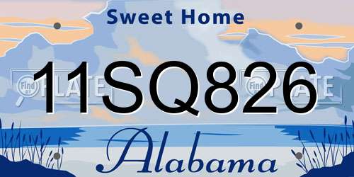 11SQ826 Alabama License Plate