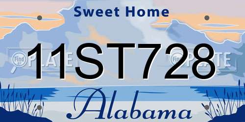 11ST728 Alabama License Plate