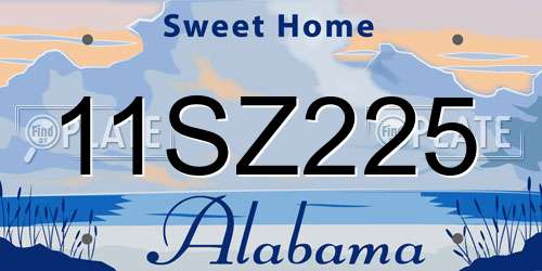 11SZ225 Alabama License Plate