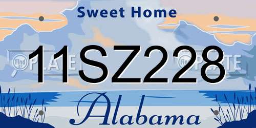 11SZ228 Alabama License Plate
