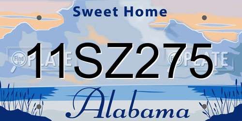 11SZ275 Alabama License Plate