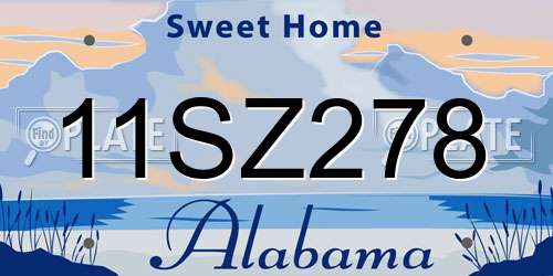 11SZ278 Alabama License Plate