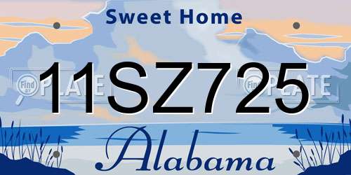 11SZ725 Alabama License Plate