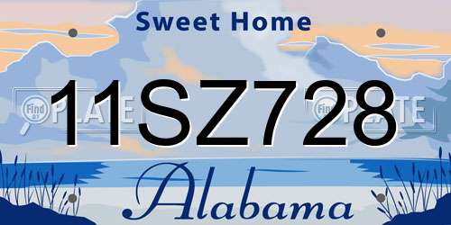 11SZ728 Alabama License Plate
