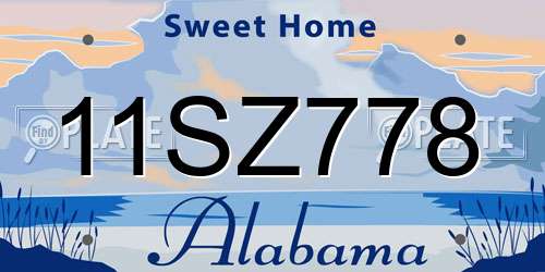 11SZ778 Alabama License Plate