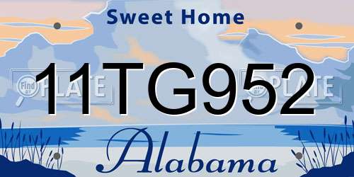 11TG952 Alabama License Plate