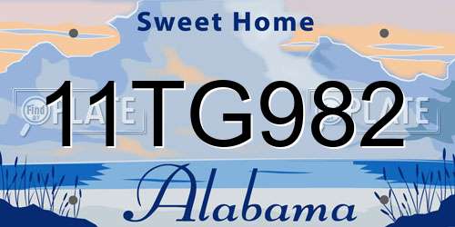 11TG982 Alabama License Plate