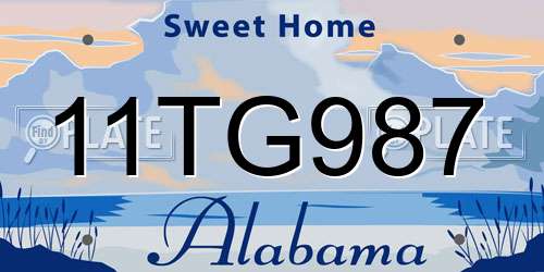 11TG987 Alabama License Plate