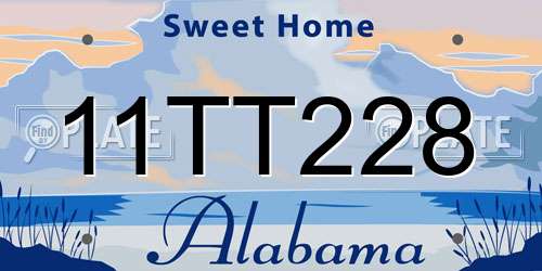 11TT228 Alabama License Plate