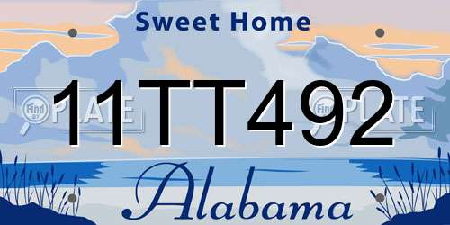 11TT492 Alabama License Plate