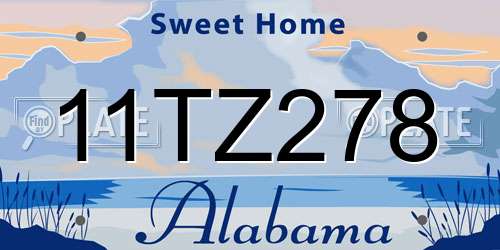 11TZ278 Alabama License Plate