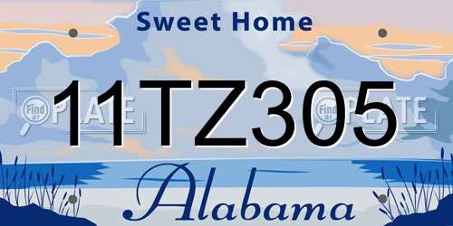 11TZ305 Alabama License Plate