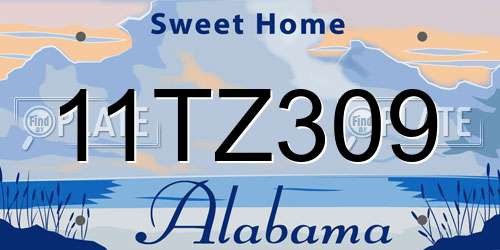 11TZ309 Alabama License Plate