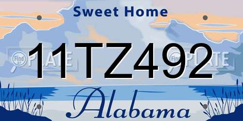 11TZ492 Alabama License Plate