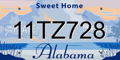 11TZ728 Alabama License Plate