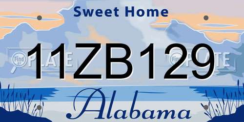 11ZB129 Alabama License Plate
